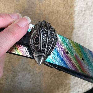 Kurt Geiger London Kensington Rainbow Belt Brass Jeweled Eagle Head NWT! M/L